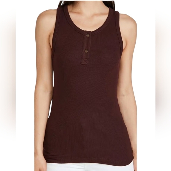 Vince Burgundy Sleeveless Henley Tank Top - Large - Picture 1 of 7